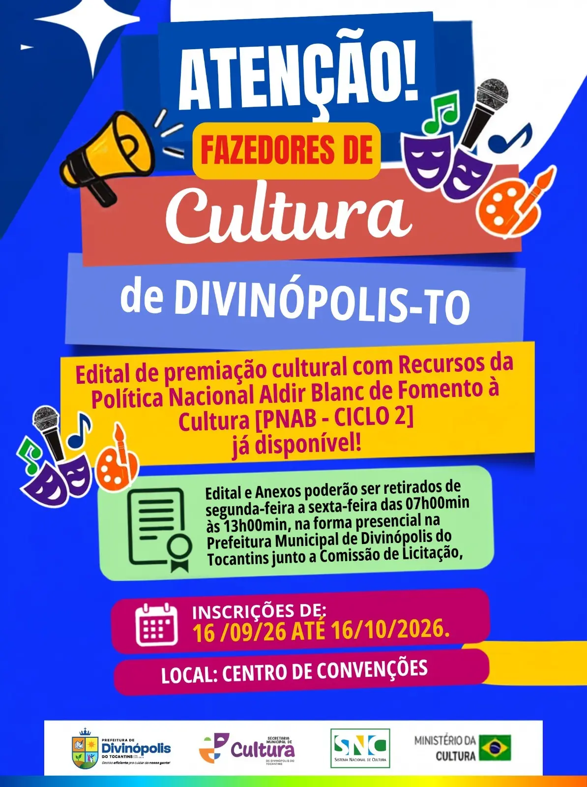 Prefeitura lança Edital de Premiação Cultural PNAB – Ciclo 2